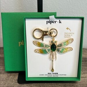 ✨Piper K Dragonfly Bag Charm with Green and Gold Accents 💚
